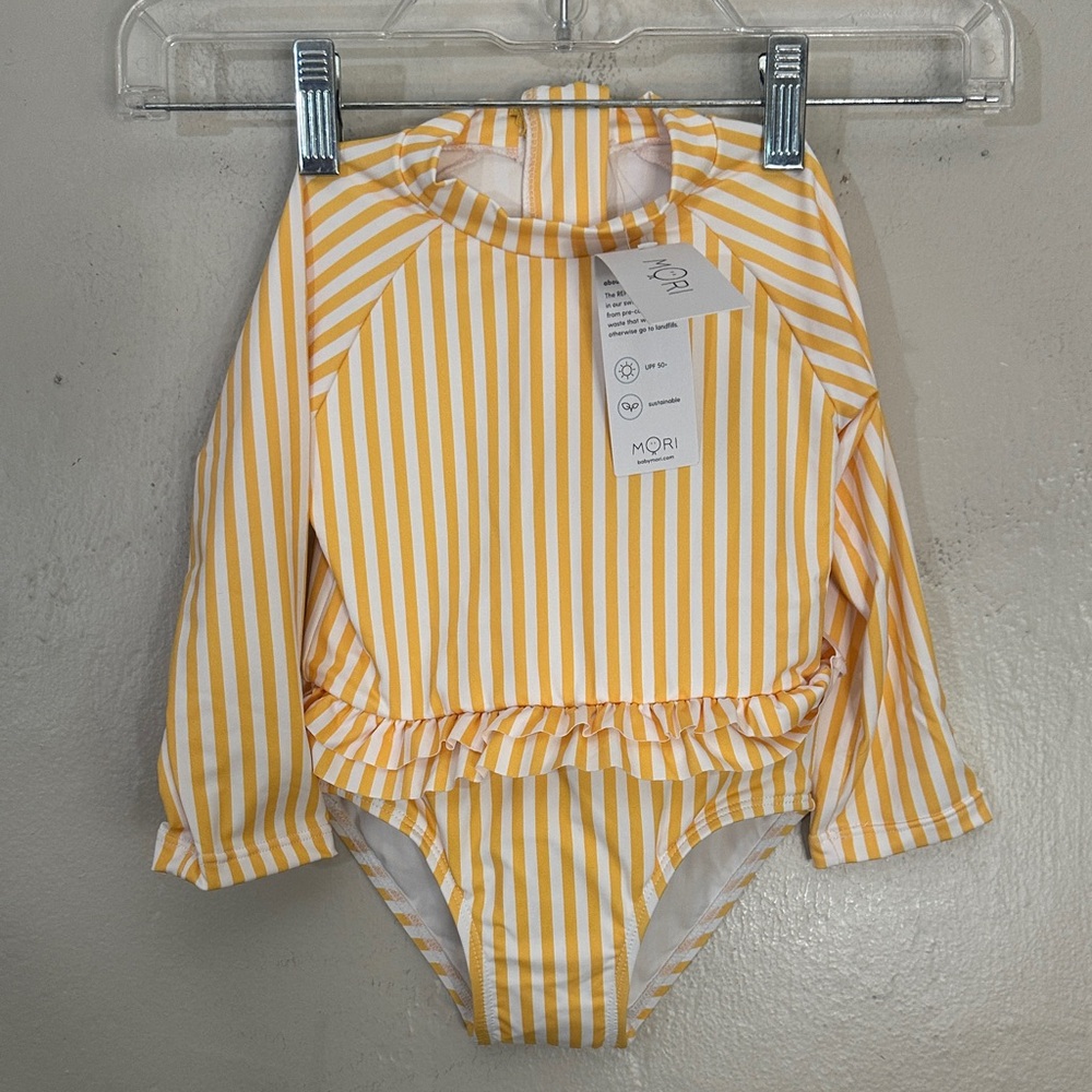 MORI Yellow Striped Kids One Piece Swimsuit